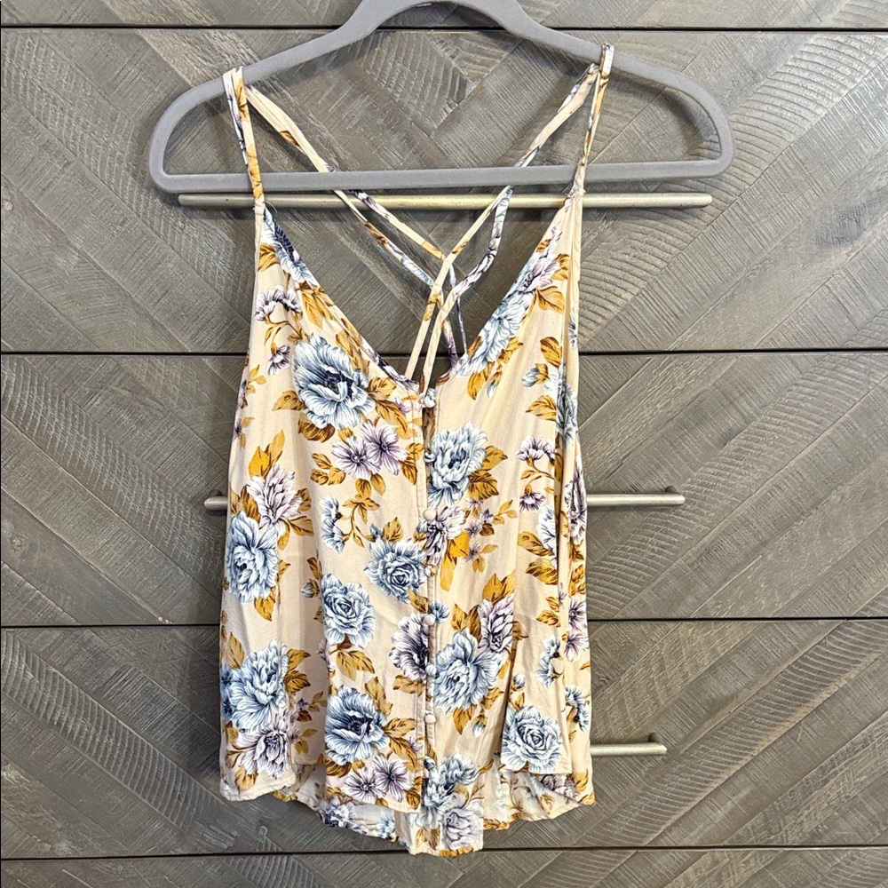 American Eagle Outfitters Floral Strappy Camisole - Cream, Blue, Mustard